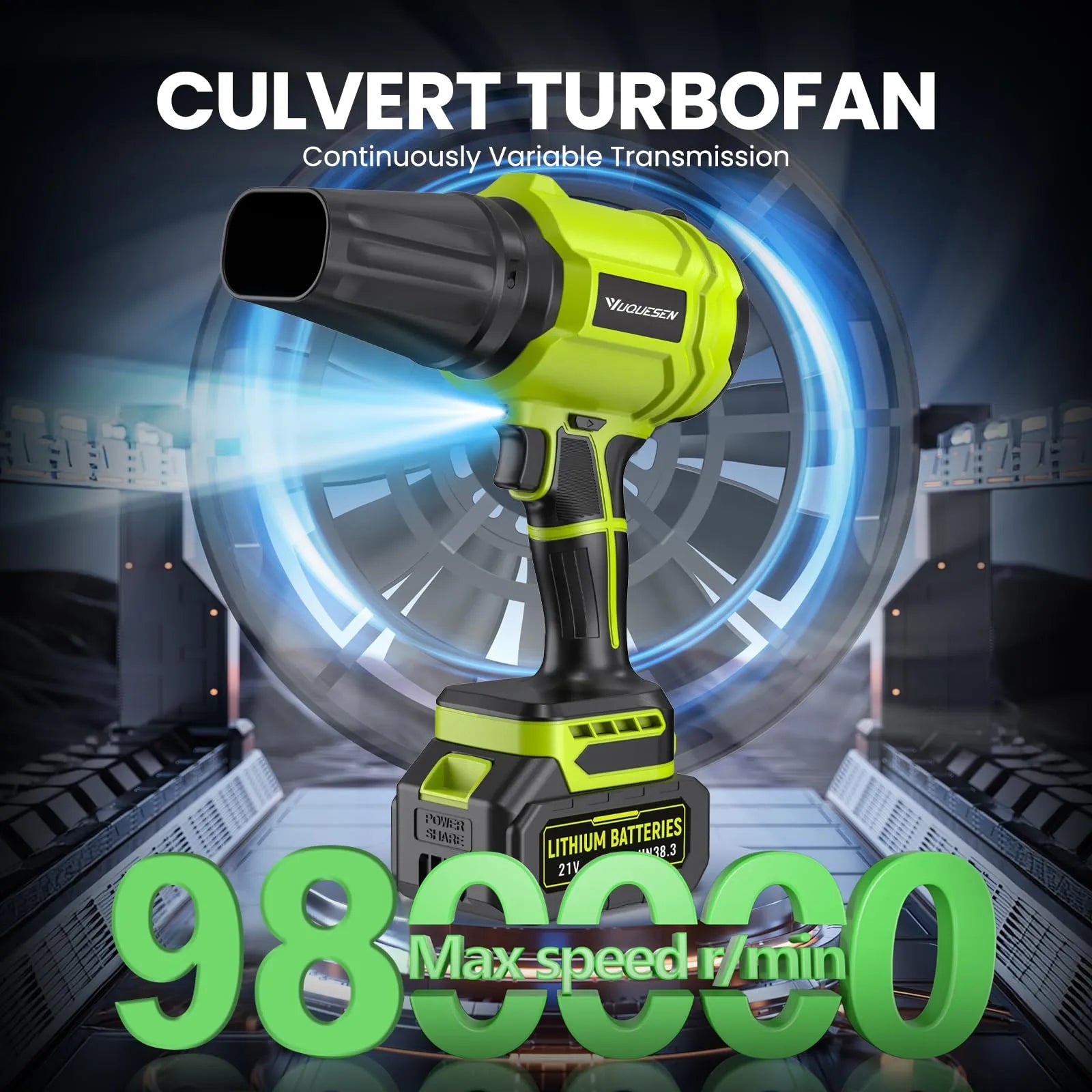 Green cordless leaf blower 980000 RPM#color_green
