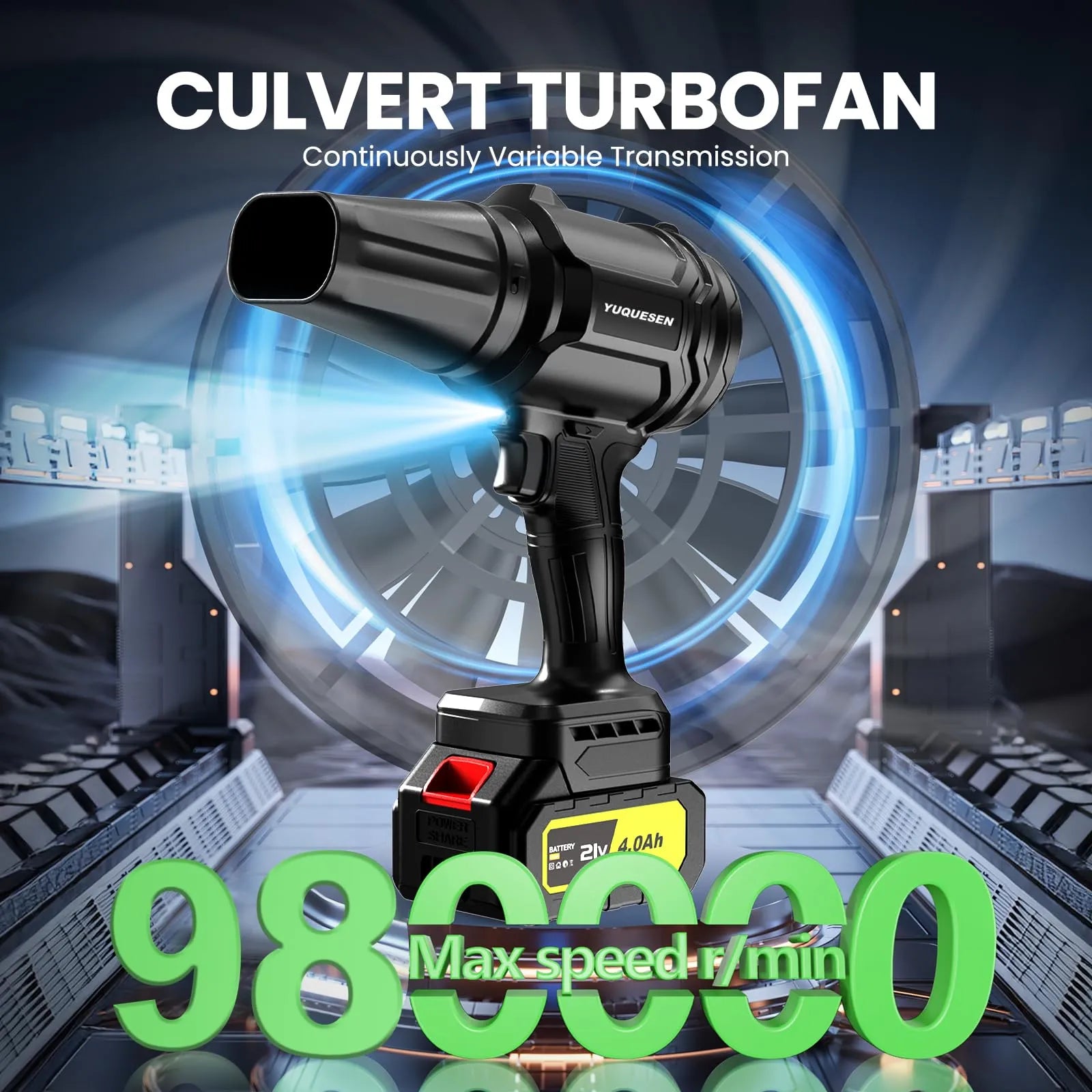 Black cordless leaf blower 980000 RPM#color_black