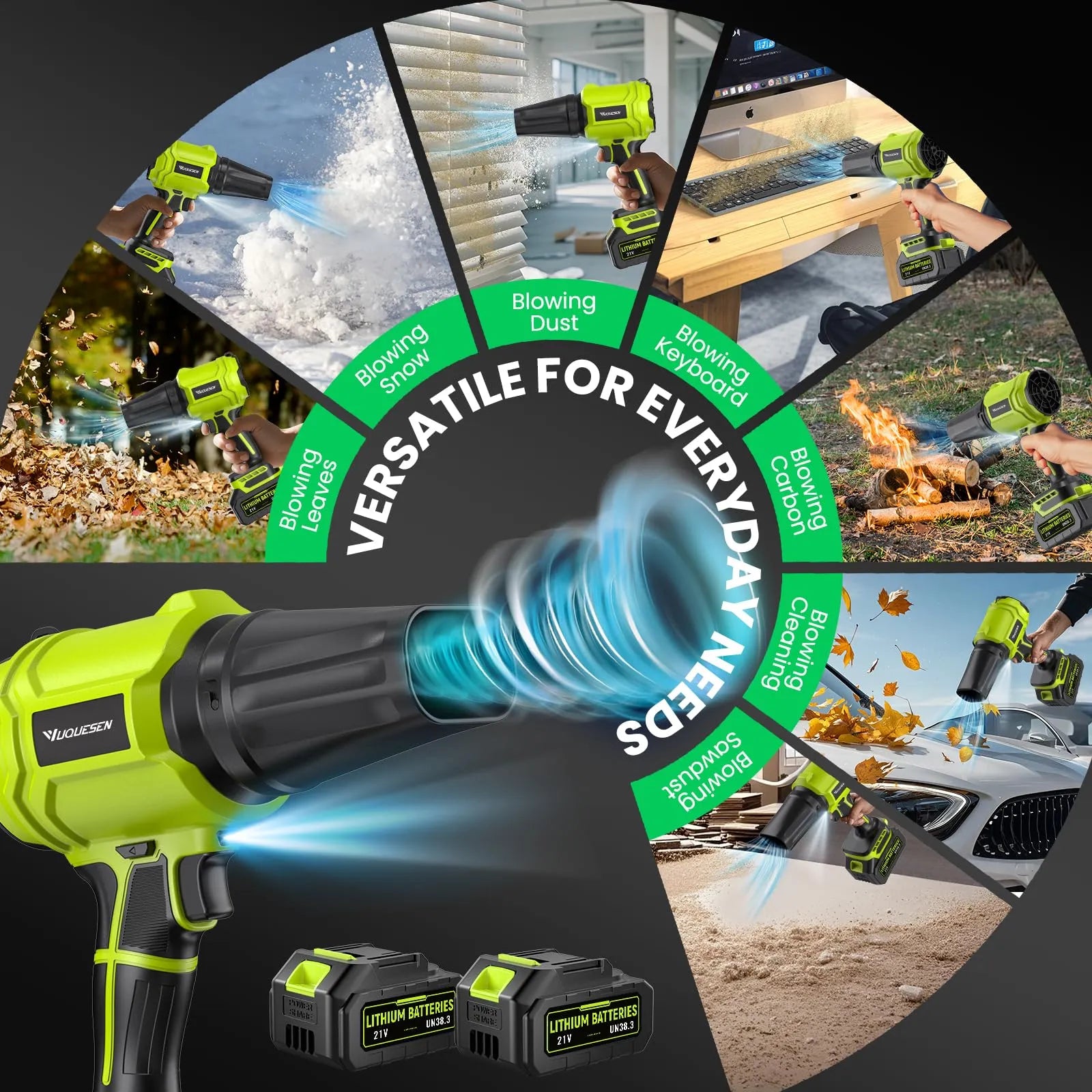 Versatile cordless blower for snow dust and leaves#color_green