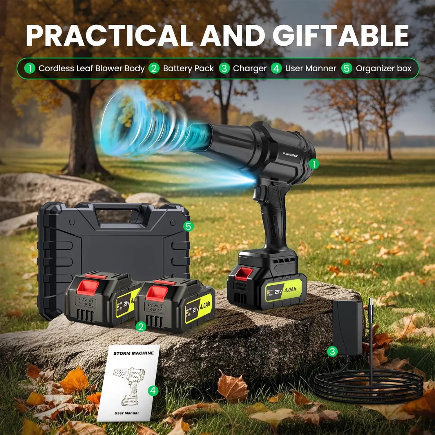 Cordless leaf blower kit with dual batteries#color_black