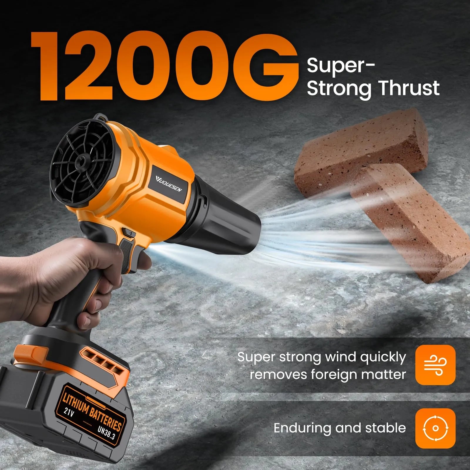 1200G strong thrust cordless leaf blower#color_orange