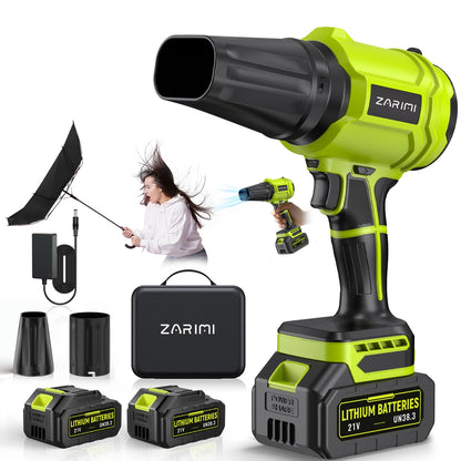 YUQUESEN Cordless Leaf Blower, 980,000 RPM Handheld Leaf Blower with 2 X Batteries & Charger, Lightweight Leaf Blowers for Patio Cleaning, Lawn Care, Leaves, Dust - Light Green